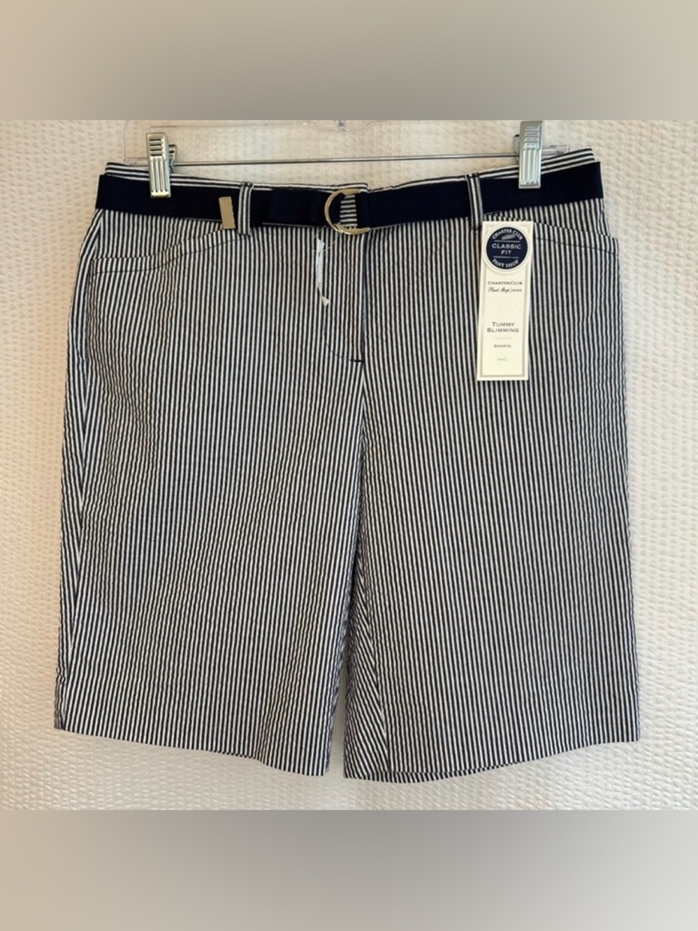 Charter Club Women’s Navy Blue White Striped Shorts Size: 6 Petite NWT